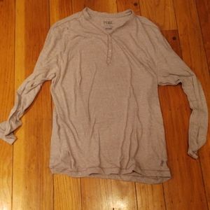 Mens Gray Long Sleeve 1/4button